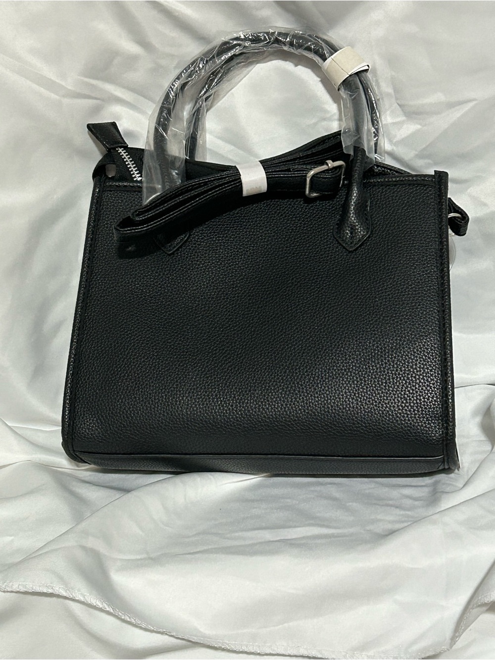 NWT French Connection Black Pebbled Top-Handle Satchel with Front Zip - Picture 10 of 12